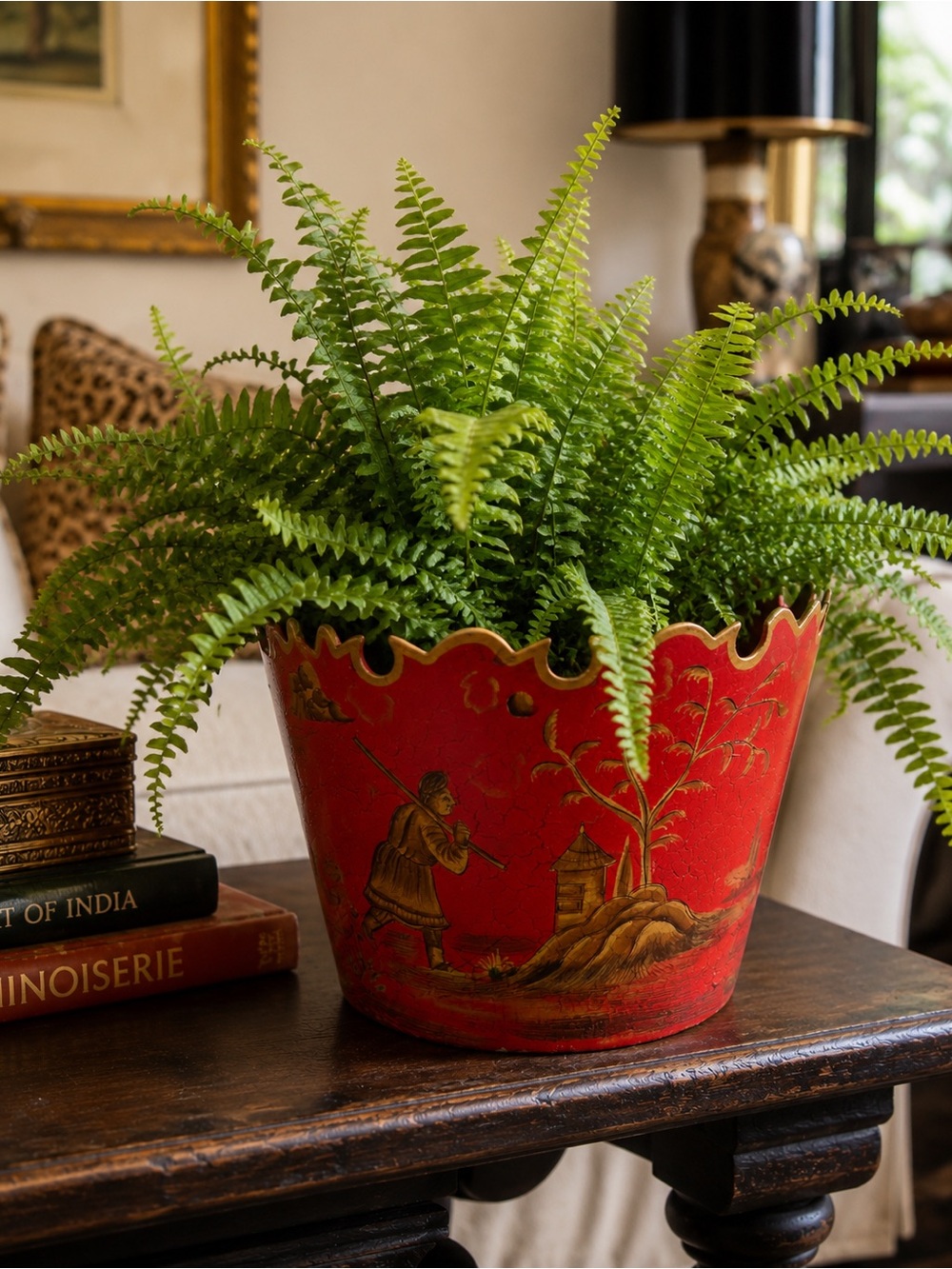 Beautiful Vintage Chinoiserie  Cachepot Planter Pot -
